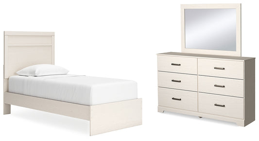 Stelsie  Panel Bed With Mirrored Dresser