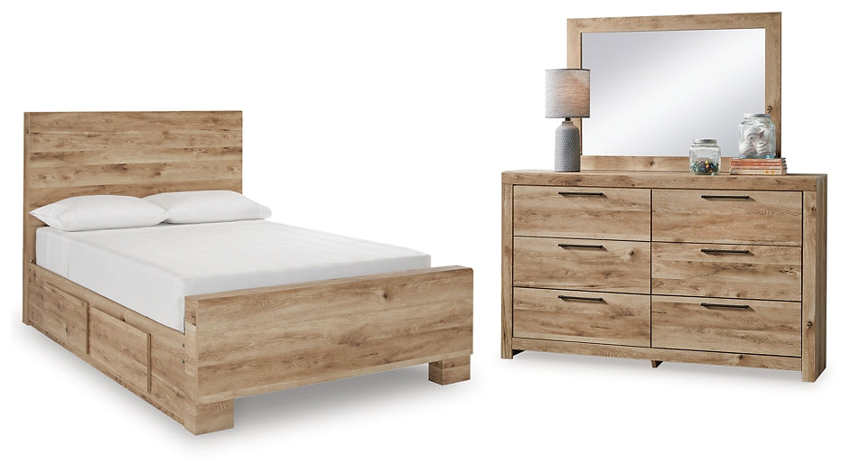 Hyanna  Panel Bed With Storage With Mirrored Dresser