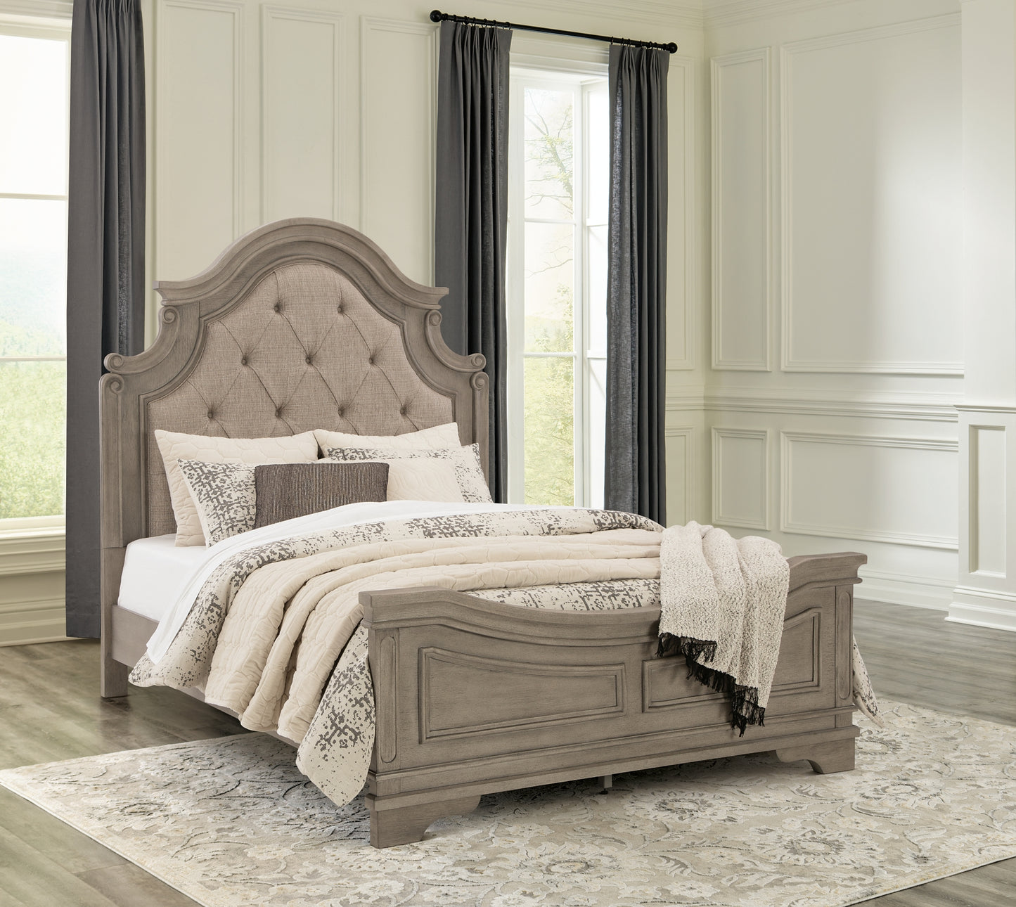 Lodenbay  Panel Bed With Mirrored Dresser