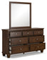 Danabrin  Panel Bed With Mirrored Dresser