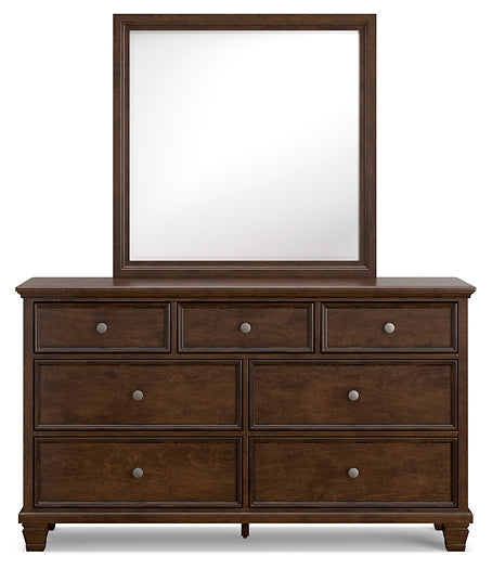 Danabrin  Panel Bed With Mirrored Dresser, Chest And 2 Nightstands