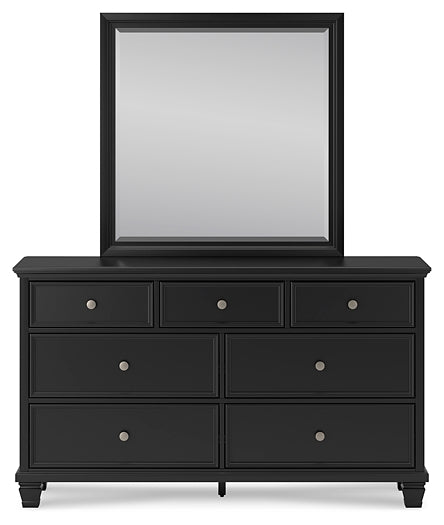 Lanolee  Panel Bed With Mirrored Dresser, Chest And Nightstand