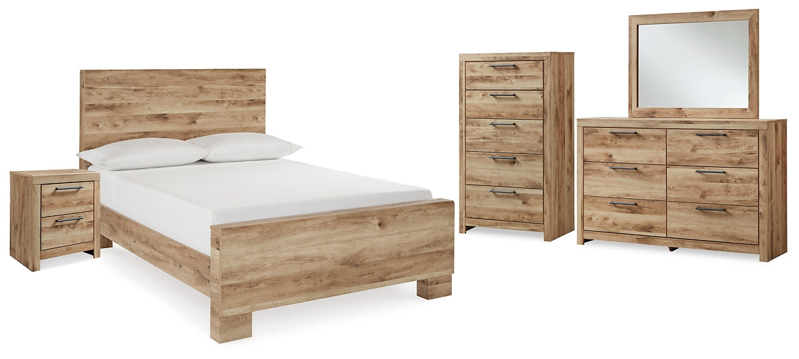 Hyanna  Panel Bed With Mirrored Dresser, Chest And Nightstand