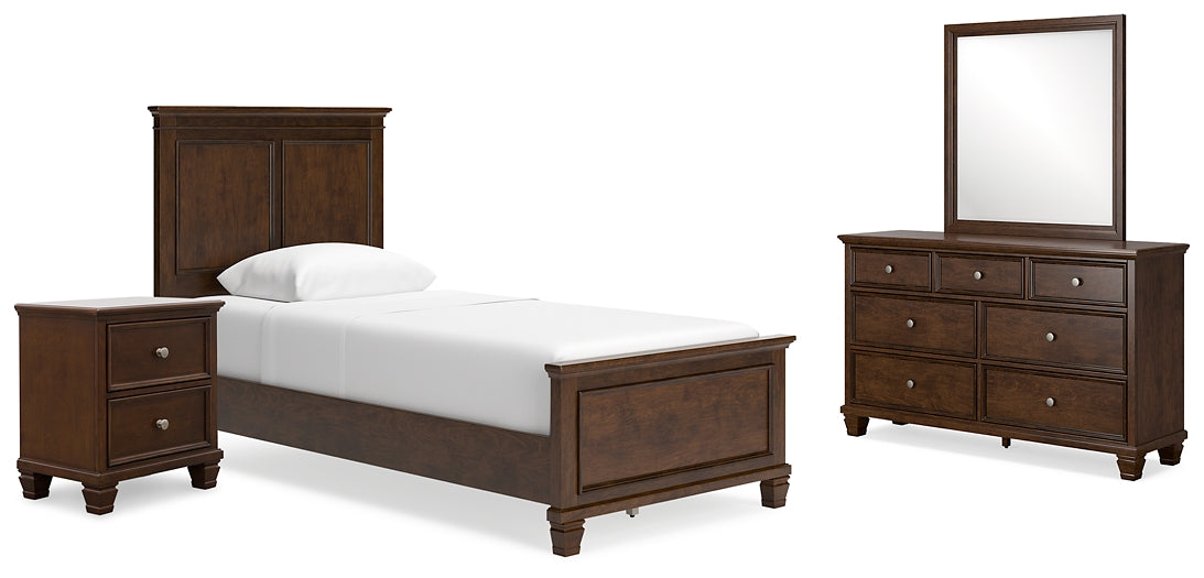 Danabrin  Panel Bed With Mirrored Dresser And Nightstand