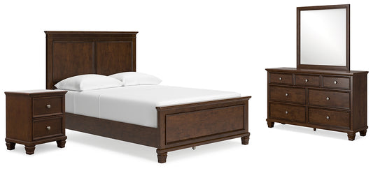 Danabrin  Panel Bed With Mirrored Dresser And Nightstand