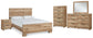 Hyanna  Panel Bed With Mirrored Dresser, Chest And Nightstand