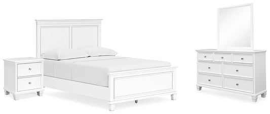 Fortman  Panel Bed With Mirrored Dresser And Nightstand