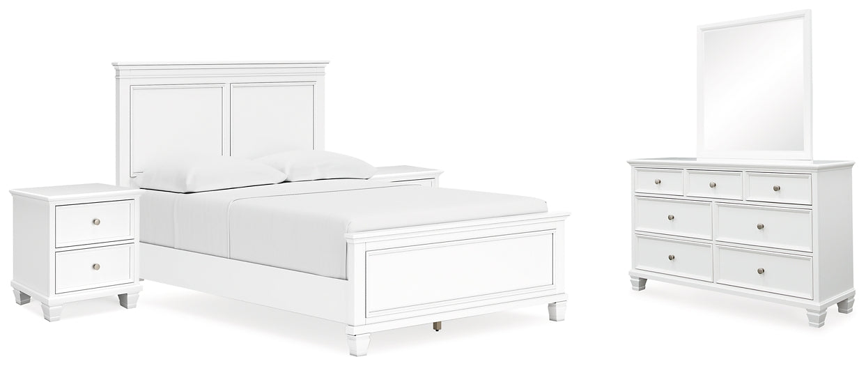 Fortman  Panel Bed With Mirrored Dresser And 2 Nightstands