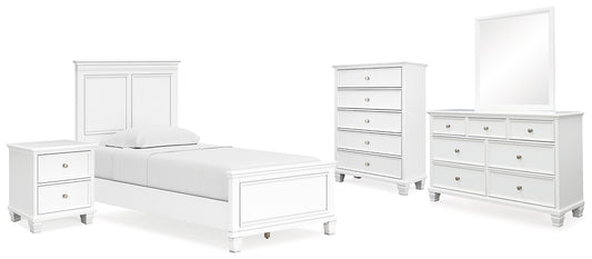 Fortman  Panel Bed With Mirrored Dresser, Chest And Nightstand