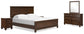 Danabrin California  Panel Bed With Mirrored Dresser And 2 Nightstands