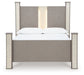 Surancha  Poster Bed With Mirrored Dresser And 2 Nightstands