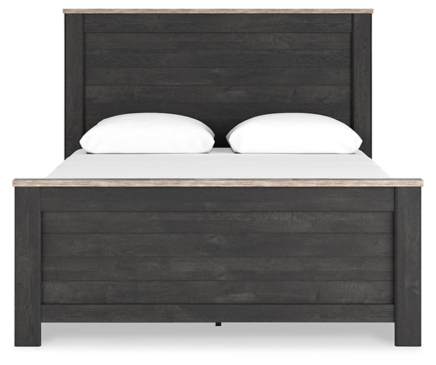 Nanforth  Panel Bed With Mirrored Dresser And 2 Nightstands