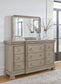 Lexorne  Sleigh Bed With Mirrored Dresser, Chest And Nightstand