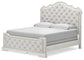 Arlendyne California  Upholstered Bed With Mirrored Dresser And Nightstand