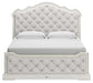 Arlendyne California  Upholstered Bed With Mirrored Dresser And Nightstand