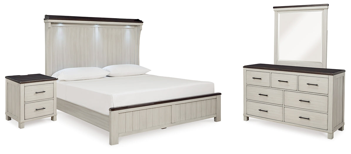 Darborn  Panel Bed With Mirrored Dresser And Nightstand