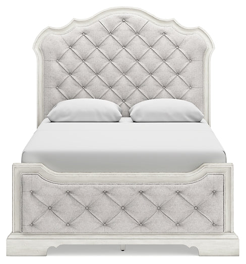 Arlendyne  Upholstered Bed With Mirrored Dresser And Chest