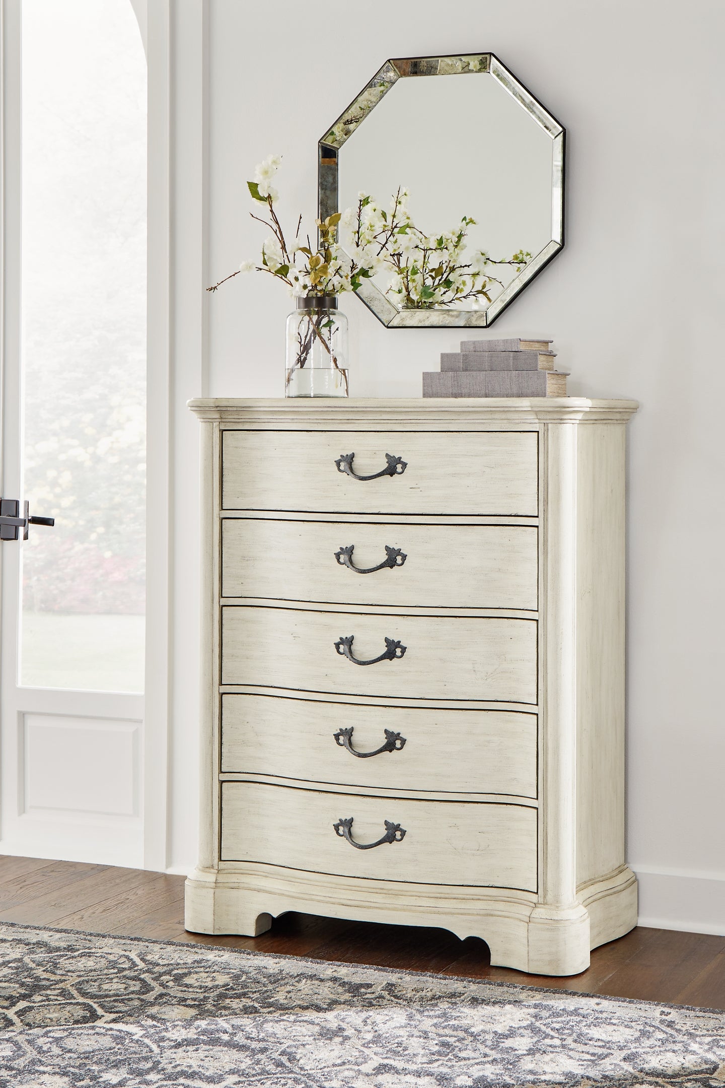 Arlendyne  Upholstered Bed With Mirrored Dresser And Chest