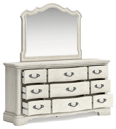 Arlendyne  Upholstered Bed With Mirrored Dresser, Chest And Nightstand