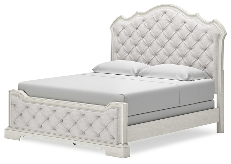 Arlendyne  Upholstered Bed With Mirrored Dresser, Chest And Nightstand