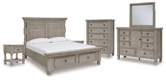 Harrastone California  Panel Bed With Mirrored Dresser, Chest And 2 Nightstands