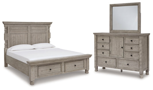 Harrastone  Panel Bed With Mirrored Dresser