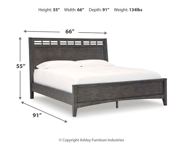 Montillan  Panel Bed With Mirrored Dresser And Chest