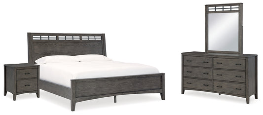 Montillan  Panel Bed With Mirrored Dresser And Nightstand