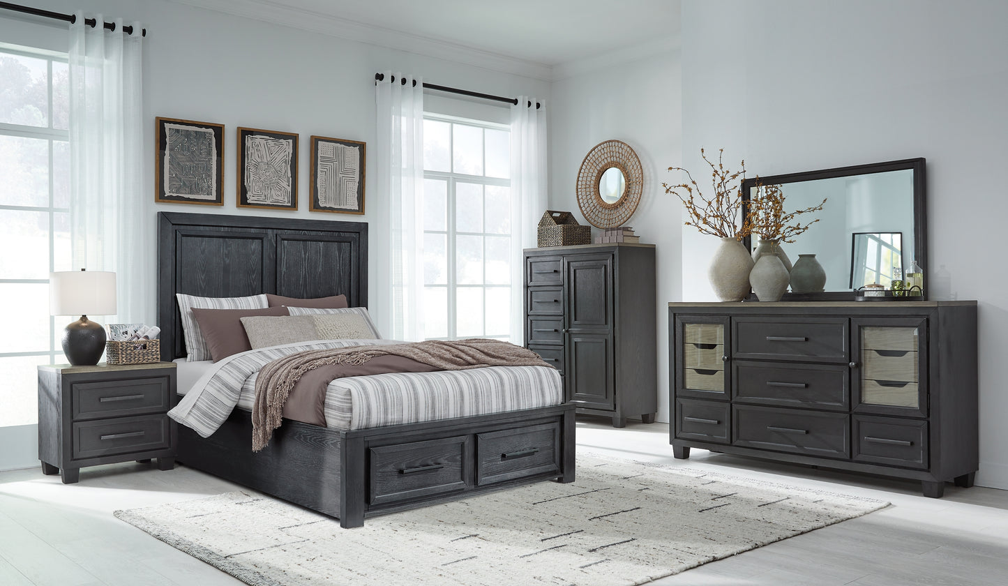 Foyland  Panel Storage Bed With Mirrored Dresser